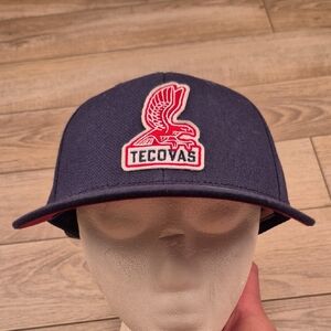 TECOVAS Dark Navy Red White Logo Cotton Mens Strap Back Hat Cap